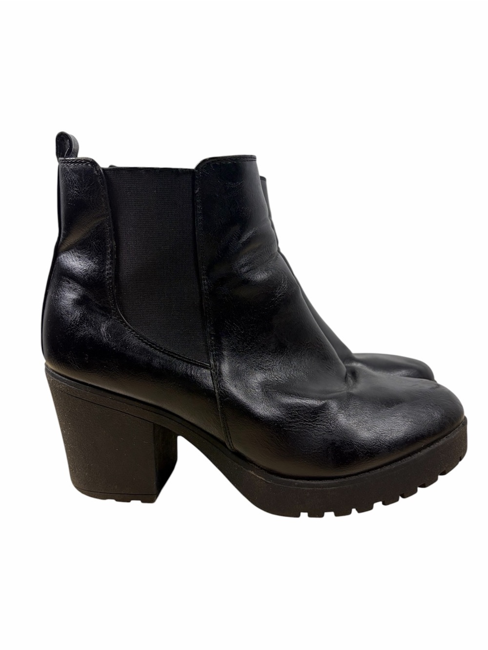 Sho Beautiful Club-01 Black Chunky Lug Sole Ankle Boots Size 8.5